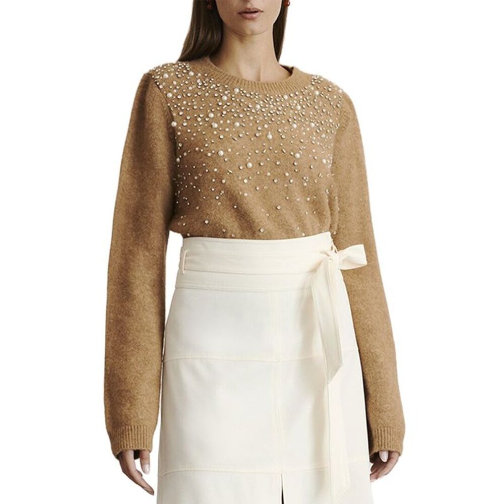 Tanya Taylor Womens  Lexia Embellished Alpaca-Blend Sweater